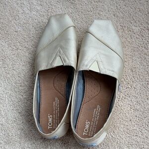 TOMS Metallic Champagne Slip-On Flats